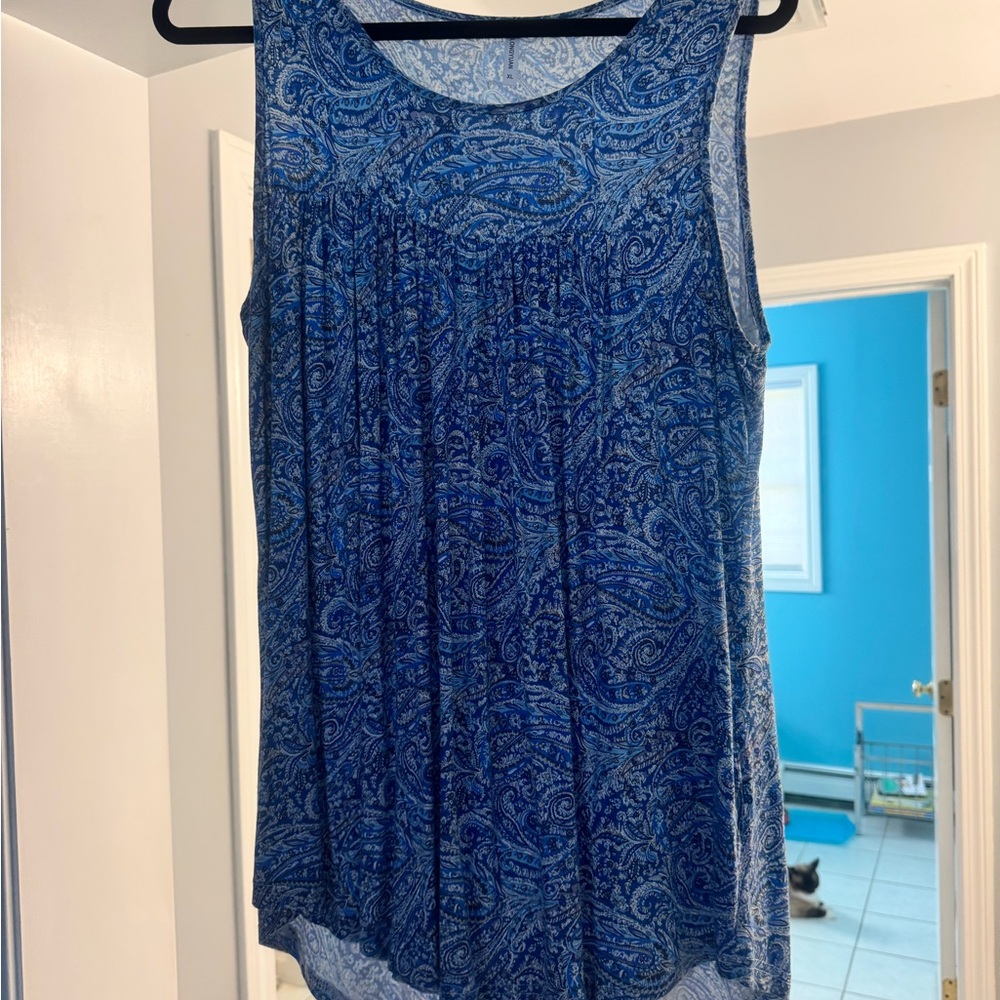 Elegant Blue Paisley Tank Top